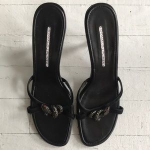 Donald J Pliner snake adorned leather sandals